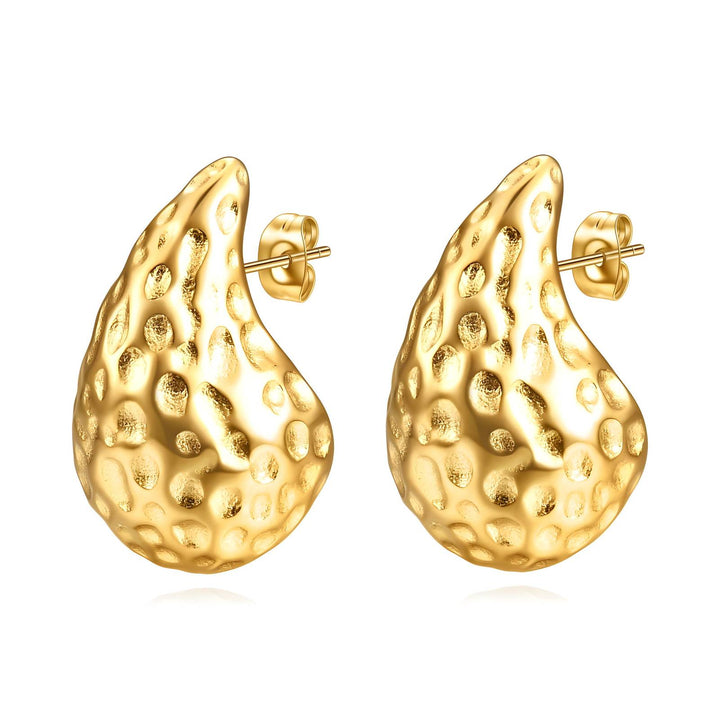 Pendientes de gota de agua irregulares de oro vintage